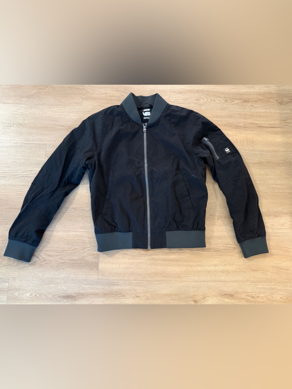 G-Star Black Bomber Jacket with Ribbed Trim